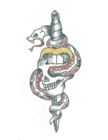 TattooedNow! Traditional Skull And Dagger with Snake