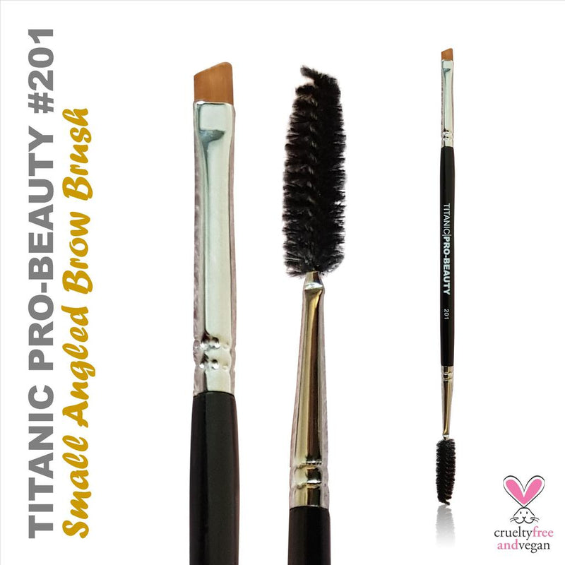TITANIC PRO-BEAUTY BRUSH (201) - SMALL ANGLED BROW BRUSH WITH SPOOLIE