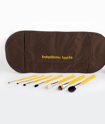 Bdellium Tools Professional Antibacterial Makeup Studio Line Basic 7pc. Brush Set With Roll-Up Pouch