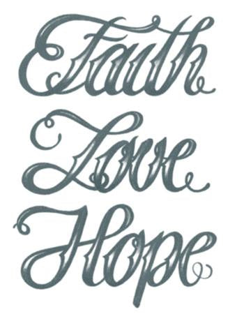 TattooedNow! Faith Love Hope Script Tattoo